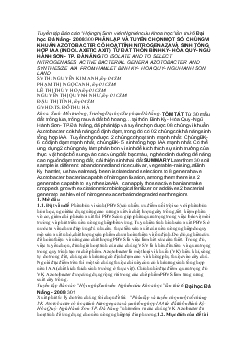 Báo cáo Phân lập và tuyển chọn một số chủng VK Azotobacter có hoạt tính Nitrogenaza