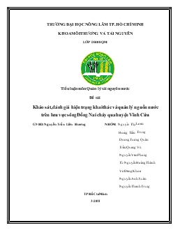 Đề tài Khảo sát, đánh giá hiện trạng khai thác và quản lý nguồn nước trên lưu vực sộng Đồng Nai chảy qua huyện Vĩnh Cửu