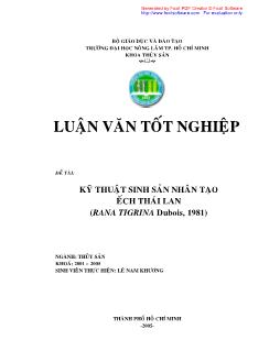 Đề tài Kỹ thuật sinh sản nhân tạo ếch Thái Lan