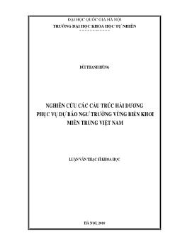 Đề tài Nghiên cứu các cấu trúc hải dương phục vụ dự báo ngư trường vùng biển khơi miền Trung Việt Nam