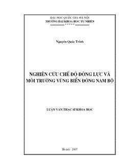 Đề tài Nghiên cứu chế độ động lực và môi trường vùng biển Đông Nam Bộ