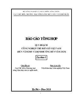 Đề tài Quy hoạch công nghiệp chế biến gỗ Việt Nam (đến năm 2015 và định hướng đến năm 2025)