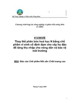 Đề tài Thay thế phân bón hóa học N bằng chế phẩm vi sinh cố định đạm cho cây họ đậu để tăng thu nhập cho nông dân và bảo vệ môi trường