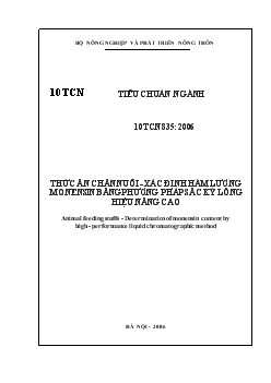 Đề tài Thức ăn chăn nuôi - Xác định hàm lượng monensin bằng phương pháp sắc ký lỏng hiệu năng cao