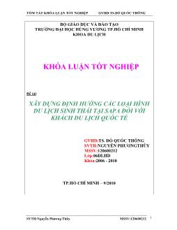 Đề tài Xây dựng định hướng các loại hình DLST tại Sapa đối với khách du lịch quốc tế