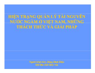 Tiểu luận Hiện trạng quản lý tài nguyên nước ngầm ở Việt Nam, những thách thức và giải pháp