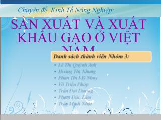 Tiểu luận Kinh tế nông nghiệp Việt Nam sản xuất và xuất khẩu gạo ở Việt Nam