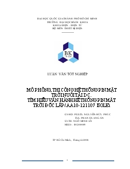 Luận văn Mô phỏng, thi công hệ thống pin mặt trời nuôi tải DC, tìm hiểu vận hành hệ thống pin mặt trời độc lập (AA10-121107 ISOLE)