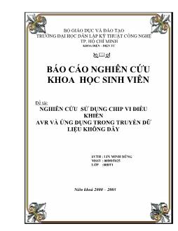 Đề tài Nghiên cứu sử dụng chíp vi điều khiển AVR và ứng dụng trong truyền dữ liệu không dây