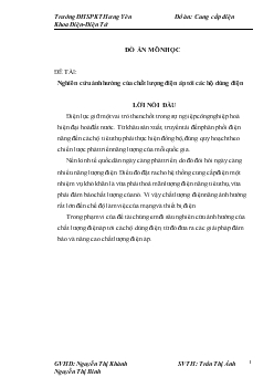 Đề tài Nghiên cứu ảnh hưởng của chất lượng điện áp tới các hộ dùng điện