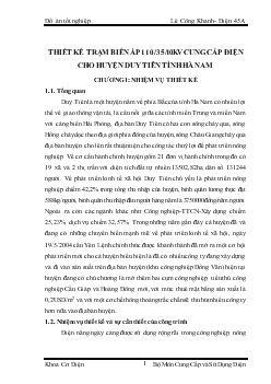 Đồ án Thiết kế trạm biến áp 110 35 10kv cung cấp điện cho huyện duy tiên tỉnh Hà Nam