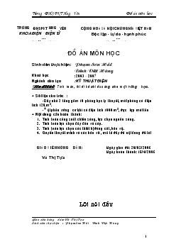 Đồ án Tính toán thiết kế chiếu sáng cho một trường học
