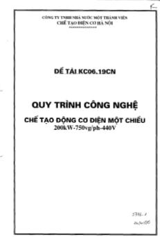 Đề tài Quy trình công nghệ chế tạo động cơ điện một chiều 200kW-750vg-Ph-440v
