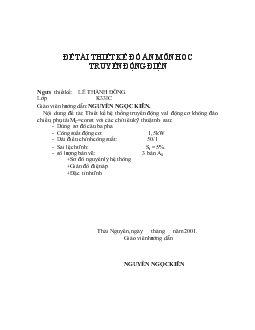 Đồ án Thiết kế môn học truyền động điện