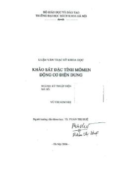 Luận văn Khảo sát đặc tính Mômen động cơ điện dung