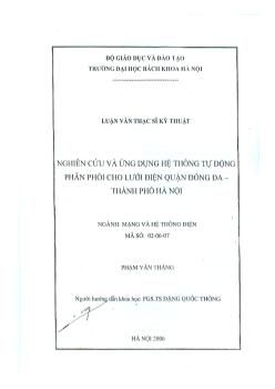 Luận văn Nghiên cứu và ứng dụng hệ thống tự động phân phối cho lưới điện quận Đống Đa, thành phố Hà Nội
