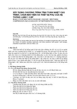 Xây dựng chương trình tính toán nhiệt chu trình, chọn máy nén và thiết bị phụ của hệ thống lạnh 1 cấp