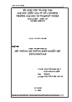 Đề tài Mô phỏng hệ thống điều khiển mờ bằng Matlab