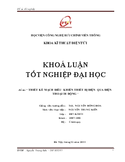 Đề tài Thiết kế mạch điều khiển thiết bị điện qua điện thoại di động