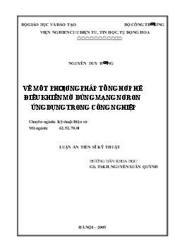 Đề tài Về một phương pháp tổng hợp hệ điều khiển mờ dùng mạng nơron ứng dụng trong công nghiệp