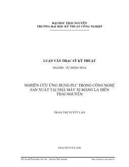 Luận văn Nghiên cứu ứng dụng PLC trong công nghệ sản xuất tại nhà máy xi măng la hiên Thái Nguyên