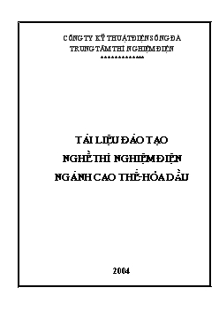 Tài liệu đào tạo nghề thí nghiệm điện ngành cao thế - Hóa dầu