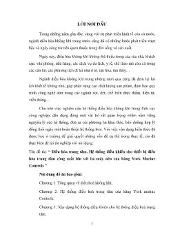 Đề tài Điều hòa trung tâm, hệ thống điều khiển cho thiết bị điều hòa trung tâm công suất lớn với ba máy nén của hãng York Marine Controls