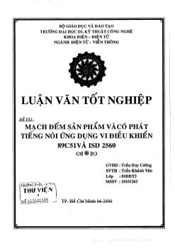 Đề tài Mạch đếm sản phẩm và có phát tiếng nói ứng dụng vi điều khiển 89C51 và ISD2560