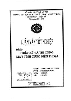 Đề tài Thiết kế và thi công máy tính cước điện thoại