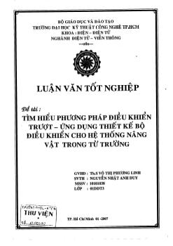 Đề tài Tìm hiểu phương pháp điều khiển trượt - Ứng dụng thiết kế bộ điều khiển cho hệ thống nâng vật trong từ trường