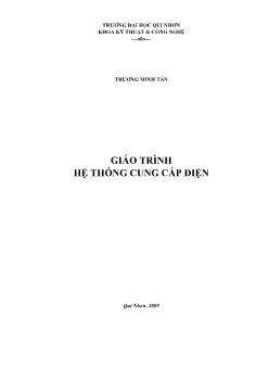 Giáo trình: Hệ thống cung cấp điện