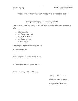 Báo cáo Thực tập tốt nghiệp tại công ty thông tin tín hiệu đường sắt Hà Nội