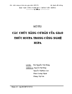 Đề tài Các chức năng cơ bản của giao thức HSUPA trong công nghệ HSPA