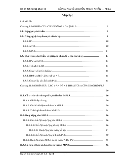 Đồ án Công nghệ chuyển mạch nhãn đa giao thức MPLS
