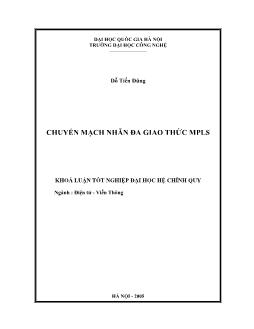 Khóa luận Chuyển mạch nhãn đa giao thức MPLS