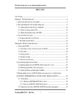 Luận án Đặc tính của tín hiệu tiếng nói và các phương pháp mã hóa