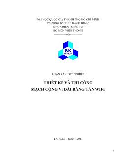 Luận văn Thiết kế và thi công mạch cộng vi dải băng tần wifi