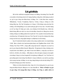 Chuyên đề Phát triển dịch vụ giá trị gia tăng trên mạng điện thoại di động của Công ty phần mềm và truyền thông VASC