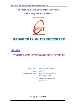 Tiểu luận Tìm hiểu về phần mềm Adobe Audition 3.0