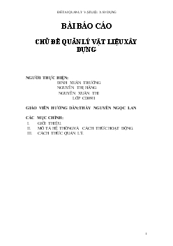Đề tài Quản lý vật liệu xây dựng