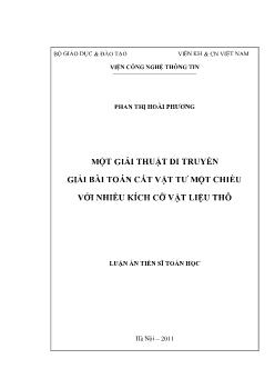 Luận văn Một số giải thuật di truyền giải bài toán cắt vật tư một chiều với nhiều kích cỡ vật liệu nhỏ