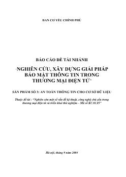 Đề tài Nghiên cứu, xây dựng giải pháp bảo mật thông tin trong thương mại điện tử