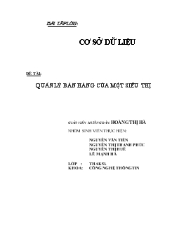 Đề tài Quản lý bán háng của một siêu thị