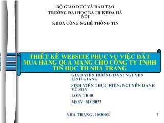 Đề tài Thiết kế website phục vụ việc đặt mua hàng qua mạng cho công ty TNHH tin học TH Nha Trang