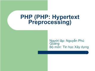 Bài giảng PHP(Hypertext Preprocessing)