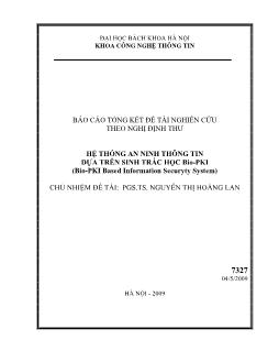 Báo cáo ﻿Hệ thống an ninh thông tin dựa trên sinh trắc học Bio-PKI (Bio-PKI Based Information Security System)