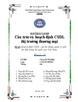 Báo cáo Hoạch định CSDL hệ thống quản lý giải thi đấu bóng đá quốc gia