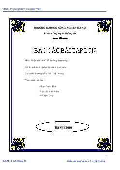 Báo cáo Phân tích thiết kế hướng đối tượng - UML_Quản lý giảng dạy của giáo viên