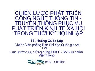 Đề tài Chiến lược phát triển công nghệ thông tin-Truyền thông phục vụ phát triển kinh tế xã hội trong thời kỳ hội nhập