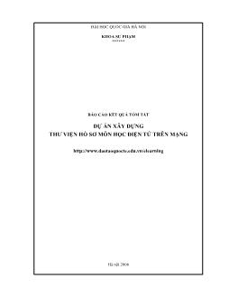 Đề tài Dự án xây dựng thư viện hồ sơ môn học điện tử trên mạng
